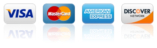 Accepted credit cards Visa, MasterCard, American Express and Discover