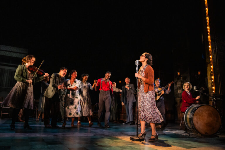 Chiara Trentalange (center) and the cast of the GIRL FROM THE NORTH COUNTRY North American tour (photo by Evan Zimmerman for MurphyMade)