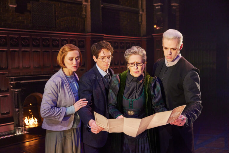 (11) Angela Reed as Ginny Potter, Steve Haggard as Harry Potter, Karen Janes Woditsch as Professor McGonagall and Aaron Bartz as Draco Malfoy – HPCC NY - (C) Matthew Murphy for MurphyMade