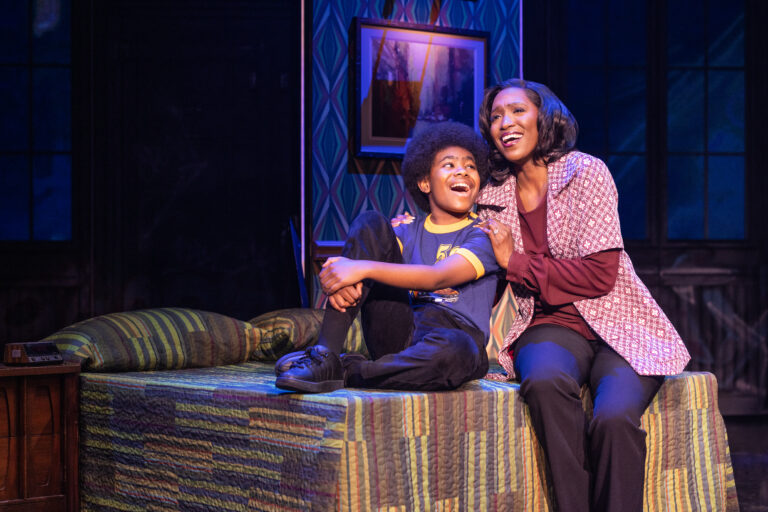 08. MJ_TOUR_0064_Quentin Blanton Jr. as Little Michael and Anastasia Talley as Katherine Jackson in the First National Tour cast of MJ. Photo by Matthew Murphy